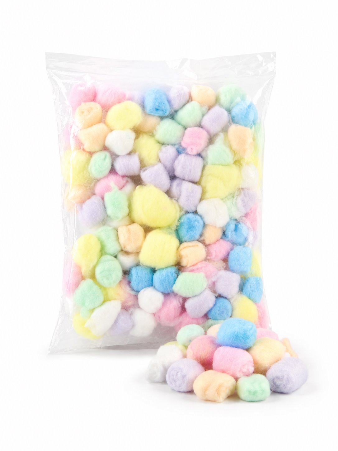 彩色棉球袋装产品实拍